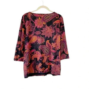 J. Jill Wearever Collection Paisley Top Size Small 3/4 Sleeves Crewneck Stretch
